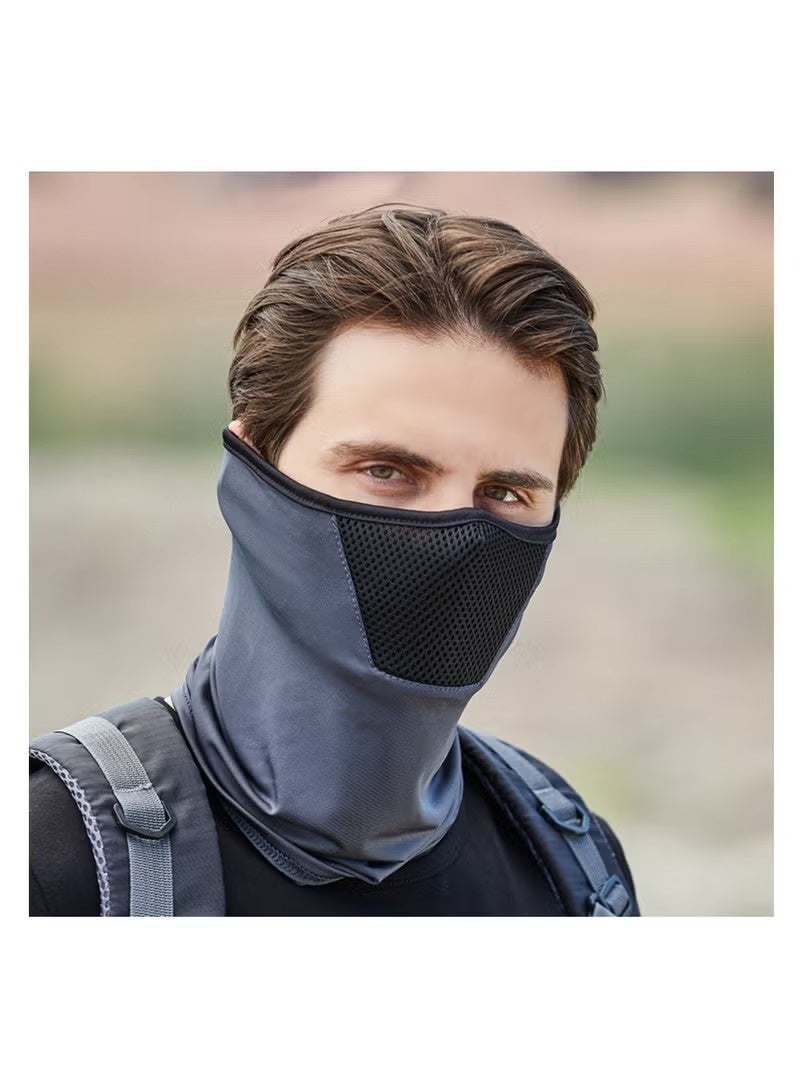 قناع وجه كامل للحماية من الأشعة فوق البنفسجية، وشاح للوجه للرياضات الخارجية، قناع للحماية من الشمس، قناع لركوب الدراجات النارية والهوائية، وشاح للرأس للحماية من الرياح والغبار (رمادي) - Image 1